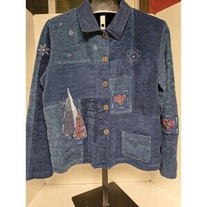 Koret City Blues Womens Medium Knit Denim Blazer Jacket Winter Christmas Holiday